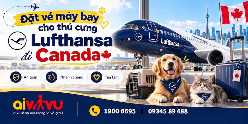 Kinh nghiệm mua vé thú cưng Lufthansa đi Canada