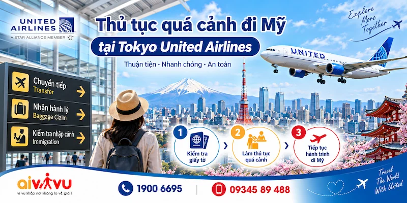 Transit Tokyo đi Mỹ United Airlines - HND, NRT cần lưu ý gì?