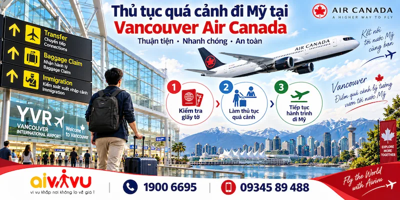 Quá cảnh Vancouver đi Mỹ Air Canada - Hướng dẫn từ A-Z