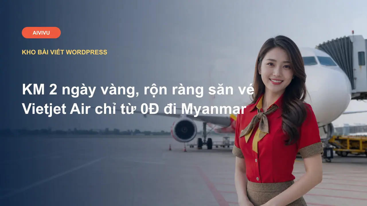 KM 2 ngày vàng, rộn ràng săn vé Vietjet Air chỉ từ 0Đ đi Myanmar