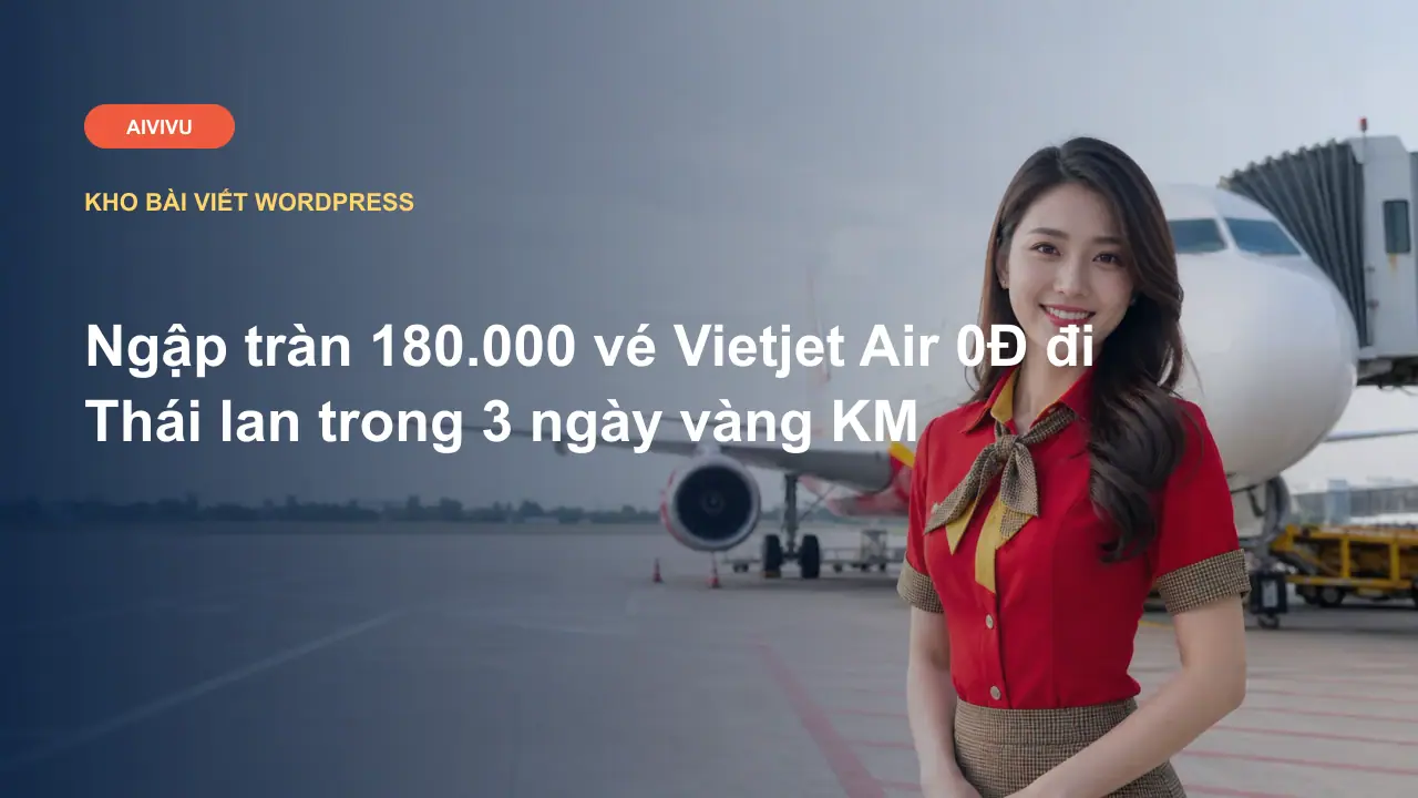 Ngập tràn 180.000 vé Vietjet Air 0Đ đi Thái lan trong 3 ngày vàng KM