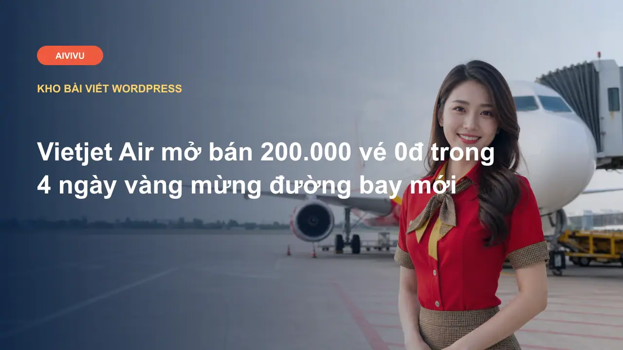 Vietjet Air mở bán 200.000 vé 0đ trong 4 ngày vàng mừng đường bay mới